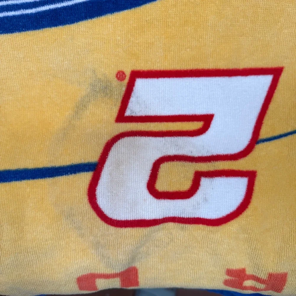 Vintage Rusty Wallace Miller Lite Dodge 2 NASCAR Beach Towel Blue Yellow 56x28